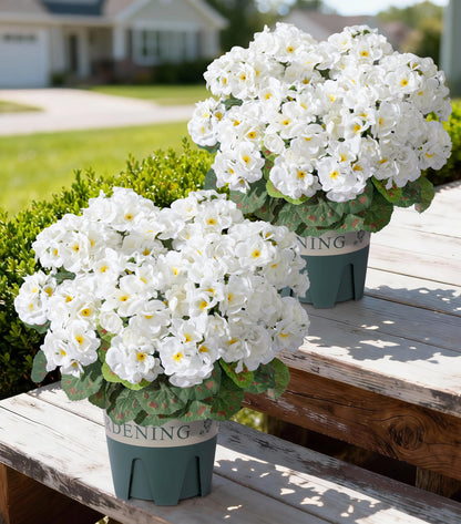 Fake Plants Artificial Flowers for Outdoors Decor, Fake Potted Plants Baby Breath With Green Eucalyptus Look Real UV Resistant Artificial Greenery with Pot for Outside Porch Garden Patio Yard