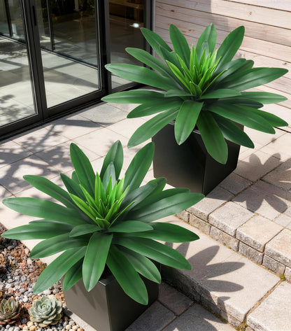 Fake Plants,21.7 Inch Bromeliads Large Artificial Plants Outdoor Faux Plants UV Resistant Realistic Tropical Greenery Outside for Planter Porch Patio Yard Garden Indoor