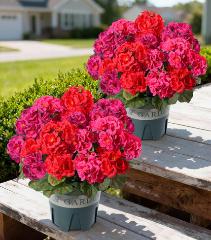 Fake Plants Artificial Flowers for Outdoors Decor, Fake Potted Plants Baby Breath With Green Eucalyptus Look Real UV Resistant Artificial Greenery with Pot for Outside Porch Garden Patio Yard