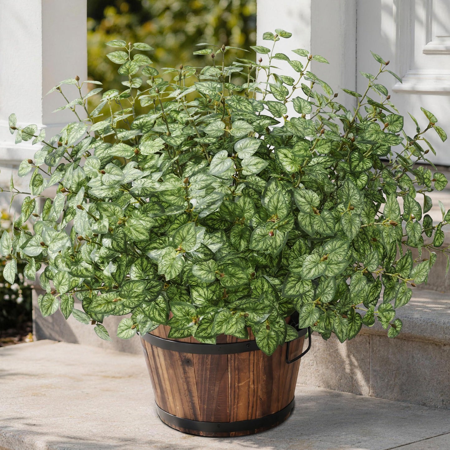 Artificial Plants Outdoor, Faux Greenery Plants Outdoor UV Resistant Silk Plants with Stems, Fake Plants for Outside Planter Front Porch Patio Pathway Decoration
