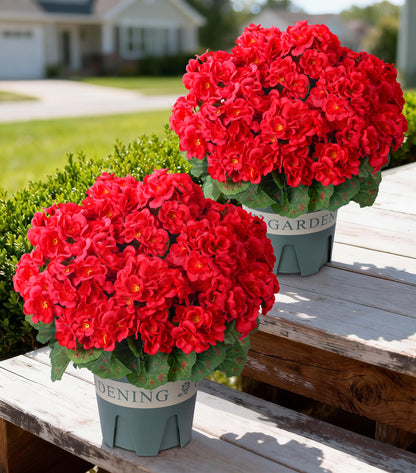 Fake Plants Artificial Flowers for Outdoors Decor, Fake Potted Plants Baby Breath With Green Eucalyptus Look Real UV Resistant Artificial Greenery with Pot for Outside Porch Garden Patio Yard