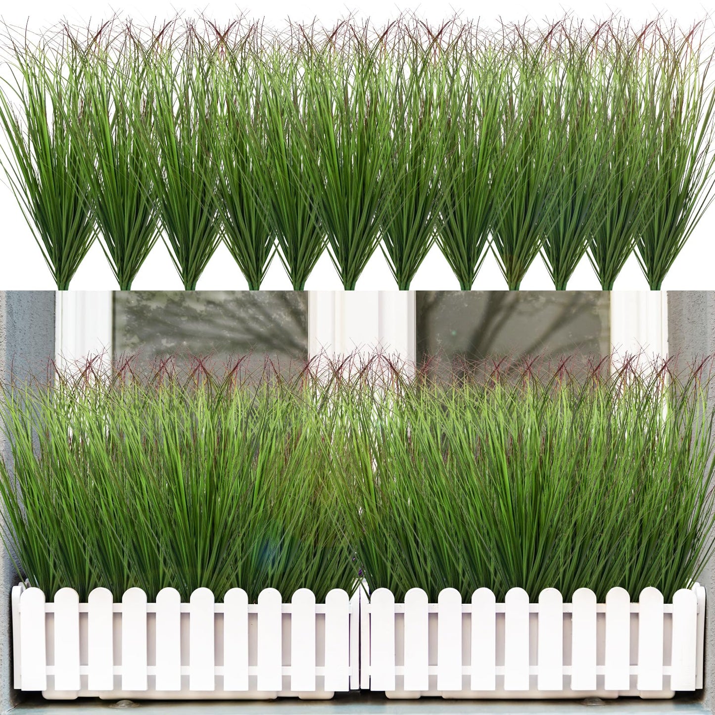 12Pcs Artificial Grass Plants, Faux Shrubs Wheat Grass, Artificial Tall Grass Fake Plants for Outdoor Decor,Artificial Greenery Stems Weed for Room Indoor Home Decor