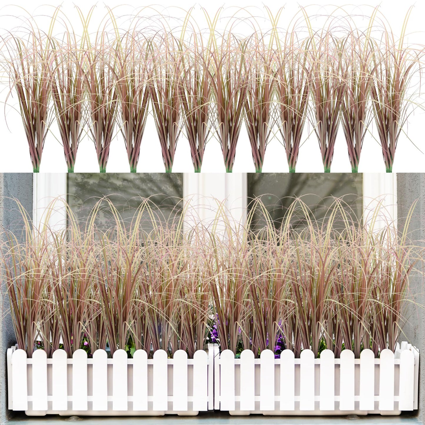 12Pcs Artificial Grass Plants, Faux Shrubs Wheat Grass, Artificial Tall Grass Fake Plants for Outdoor Decor,Artificial Greenery Stems Weed for Room Indoor Home Decor