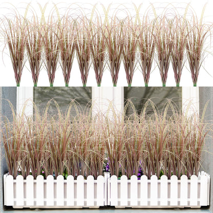 12Pcs Artificial Grass Plants, Faux Shrubs Wheat Grass, Artificial Tall Grass Fake Plants for Outdoor Decor,Artificial Greenery Stems Weed for Room Indoor Home Decor
