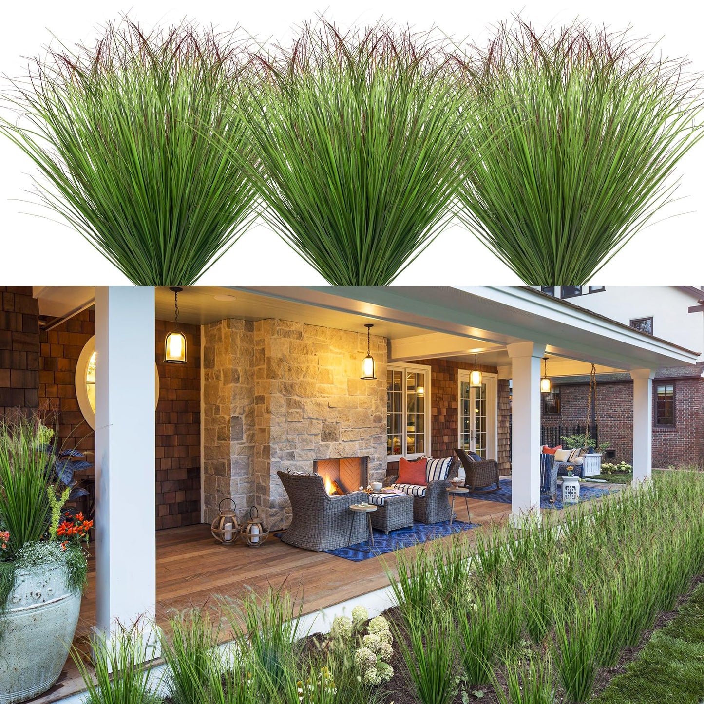 12Pcs Artificial Grass Plants, Faux Shrubs Wheat Grass, Artificial Tall Grass Fake Plants for Outdoor Decor,Artificial Greenery Stems Weed for Room Indoor Home Decor