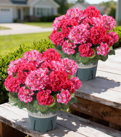 Fake Plants Artificial Flowers for Outdoors Decor, Fake Potted Plants Baby Breath With Green Eucalyptus Look Real UV Resistant Artificial Greenery with Pot for Outside Porch Garden Patio Yard