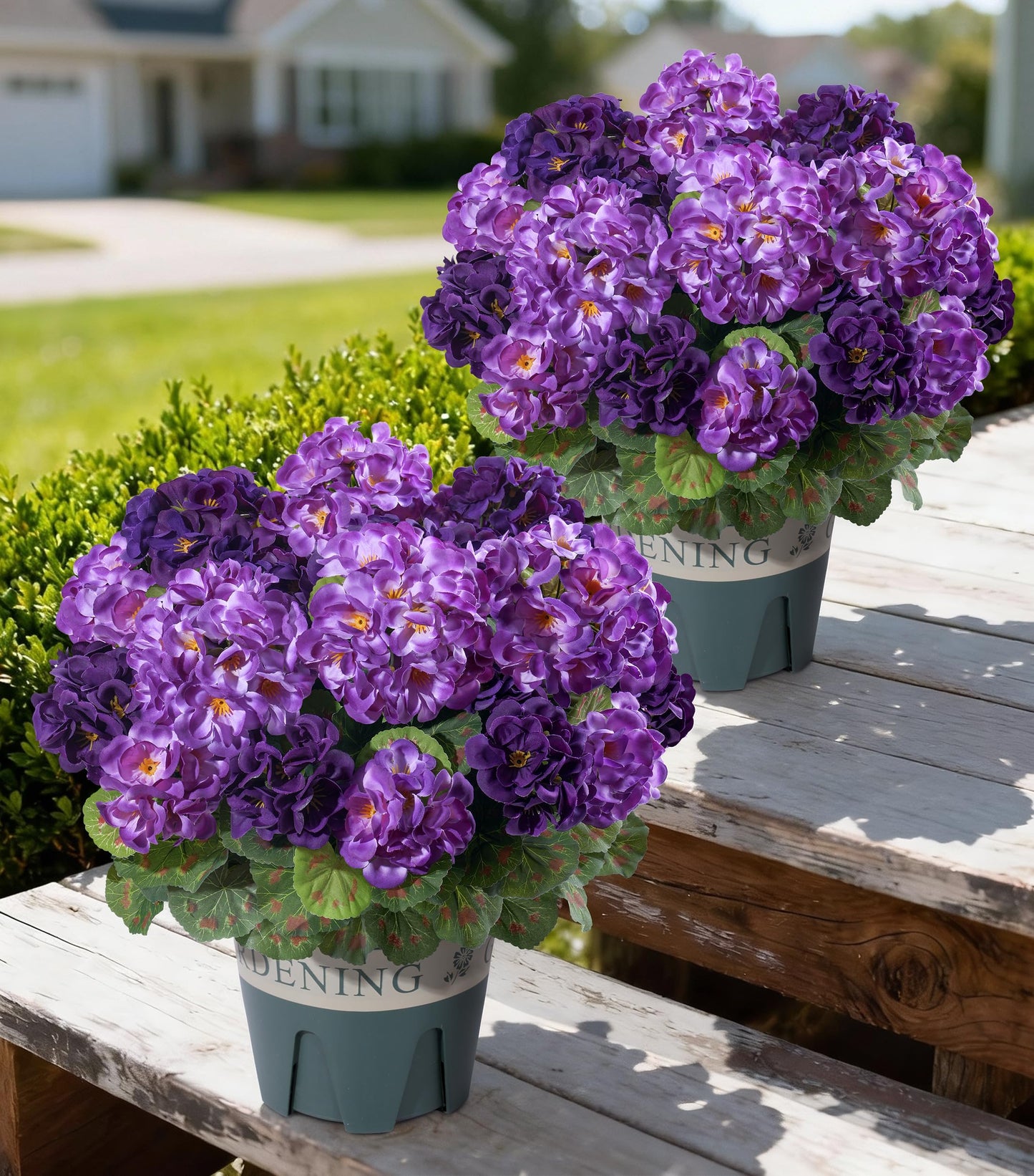 Fake Plants Artificial Flowers for Outdoors Decor, Fake Potted Plants Baby Breath With Green Eucalyptus Look Real UV Resistant Artificial Greenery with Pot for Outside Porch Garden Patio Yard