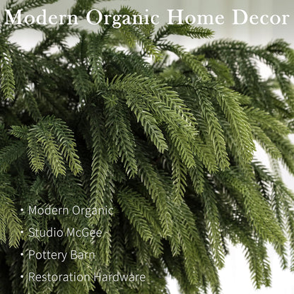 36 Inch Norfolk Pine Branches, Soft Textured Artificial Norfolk Pine Stems, Faux Cedar Pine Greenery Picks for Vase, DIY Garland Wreath, Christmas Indoor Outdoor Home Decor
