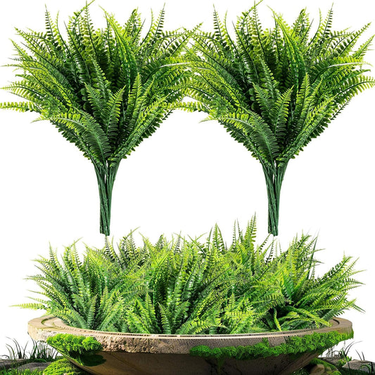 10 Pcs Fake Fern - Artificial Ferns for Outdoors - Faux Ferns for Outdoor Planter Large Outdoor Patio Decor Boston Fern Artificial Plants Faux Greenery Porch Decor