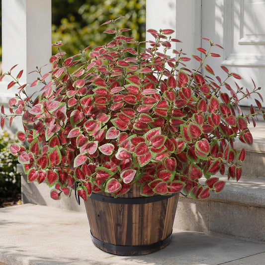 Artificial Plants Outdoor, Faux Greenery Plants Outdoor UV Resistant Silk Plants with Stems, Fake Plants for Outside Planter Front Porch Patio Pathway Decoration