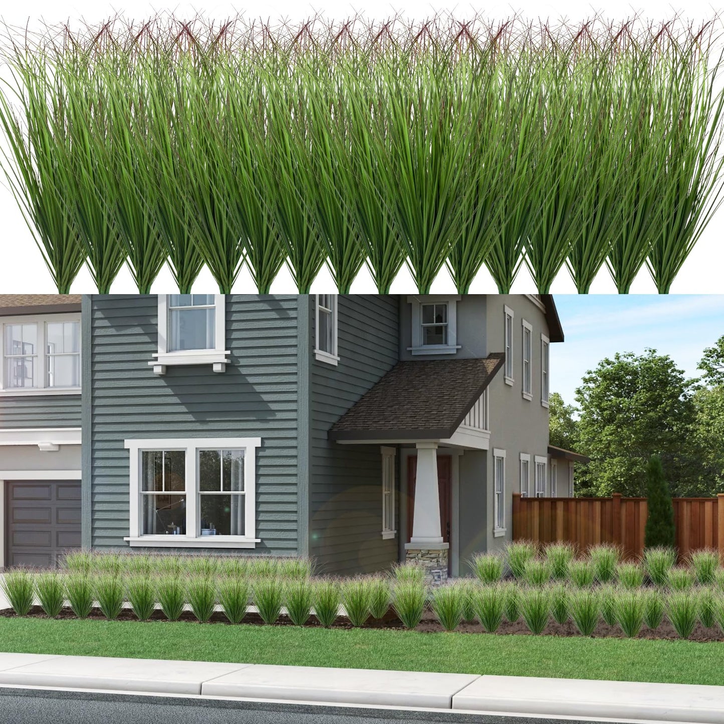 12Pcs Artificial Grass Plants, Faux Shrubs Wheat Grass, Artificial Tall Grass Fake Plants for Outdoor Decor,Artificial Greenery Stems Weed for Room Indoor Home Decor