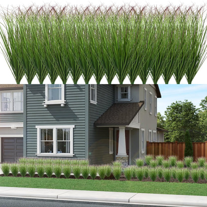 12Pcs Artificial Grass Plants, Faux Shrubs Wheat Grass, Artificial Tall Grass Fake Plants for Outdoor Decor,Artificial Greenery Stems Weed for Room Indoor Home Decor
