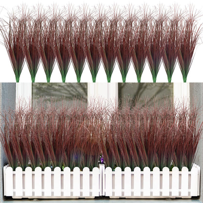 12Pcs Artificial Grass Plants, Faux Shrubs Wheat Grass, Artificial Tall Grass Fake Plants for Outdoor Decor,Artificial Greenery Stems Weed for Room Indoor Home Decor