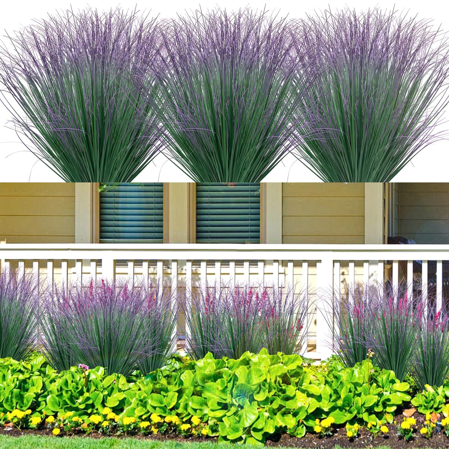 12Pcs Artificial Grass Plants, Faux Shrubs Wheat Grass, Artificial Tall Grass Fake Plants for Outdoor Decor,Artificial Greenery Stems Weed for Room Indoor Home Decor