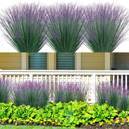 12Pcs Artificial Grass Plants, Faux Shrubs Wheat Grass, Artificial Tall Grass Fake Plants for Outdoor Decor,Artificial Greenery Stems Weed for Room Indoor Home Decor