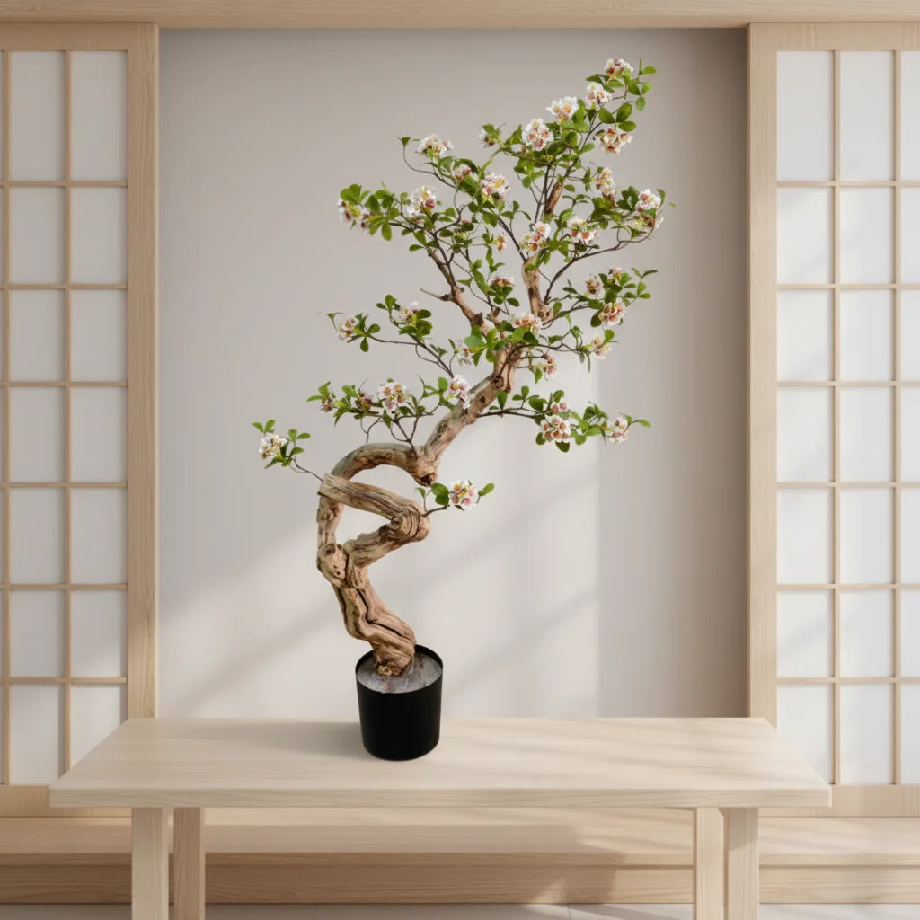 OV 6ft Christmas Sakura Tree with Cherry Blossoms Real Wood Fabric Fiberglass & Plastic Construction