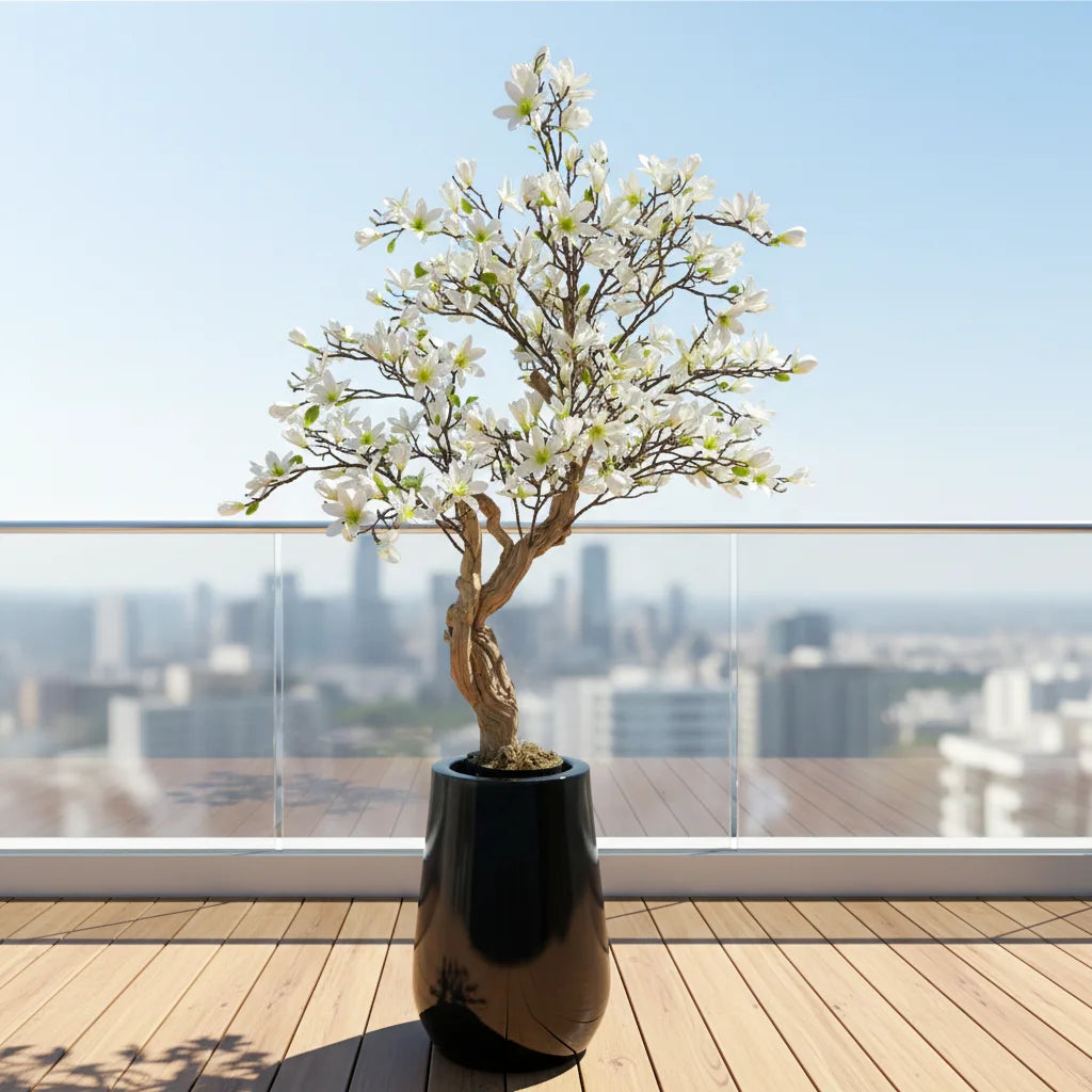 OV 6ft Christmas Sakura Tree with Cherry Blossoms Real Wood Fabric Fiberglass & Plastic Construction