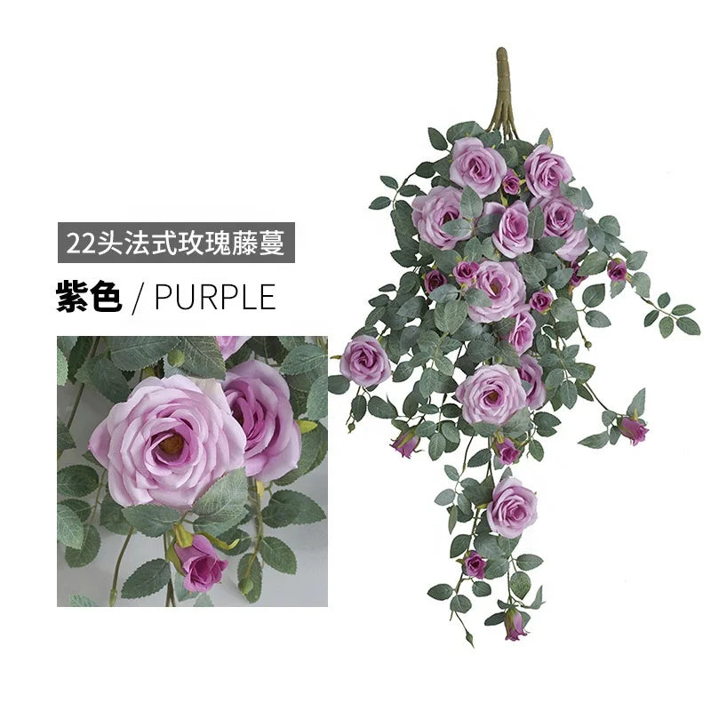 Stylish 80cm Artificial Rose Vine Rattan Wall Decor Unique Fabric Indoor Plants Shrubs OV Brand 3-5 Days Delivery