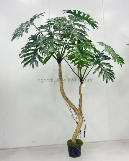 Ov T5 Plastic Artificial Green Tropical Landscape Big Leaf Tree 200cm Home Decoration for Restaurants Hotels Weddings