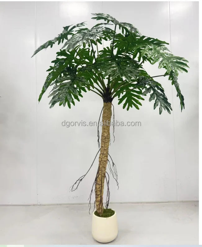 Ov T5 Plastic Artificial Green Tropical Landscape Big Leaf Tree 200cm Home Decoration for Restaurants Hotels Weddings