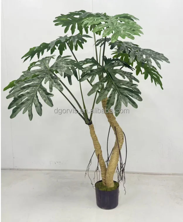 Ov T5 Plastic Artificial Green Tropical Landscape Big Leaf Tree 200cm Home Decoration for Restaurants Hotels Weddings
