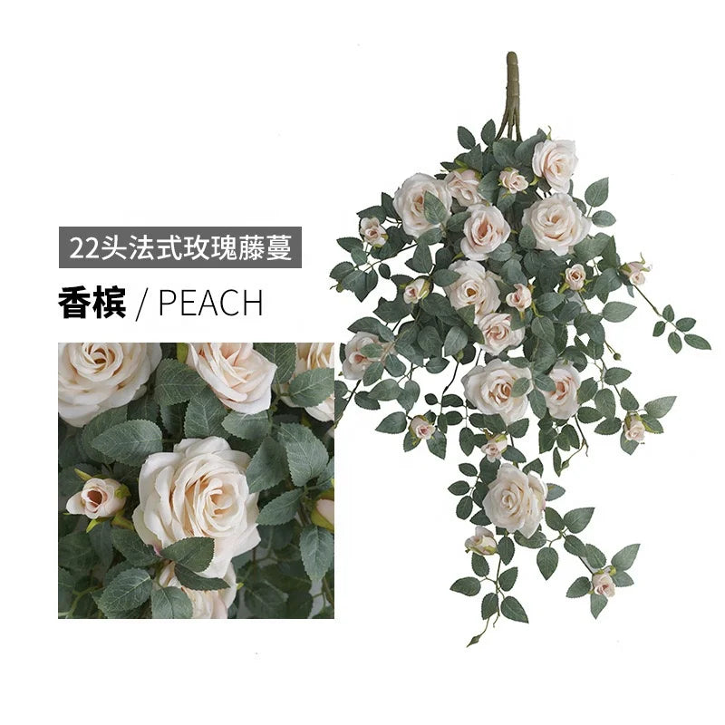 Stylish 80cm Artificial Rose Vine Rattan Wall Decor Unique Fabric Indoor Plants Shrubs OV Brand 3-5 Days Delivery