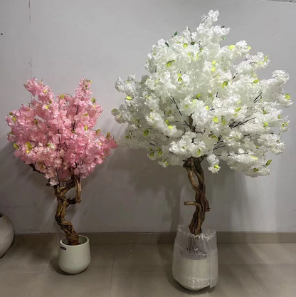 OV 6ft Christmas Sakura Tree with Cherry Blossoms Real Wood Fabric Fiberglass & Plastic Construction