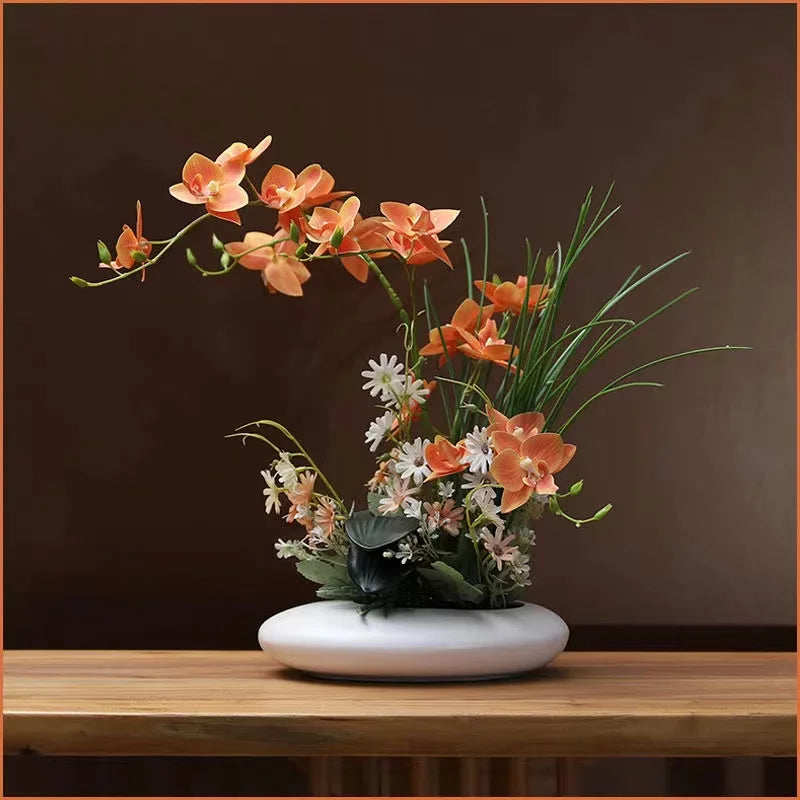 Orchid Fabric Flowers 60x35cm for 2026 Thanksgiving Halloween and Christmas Decorations