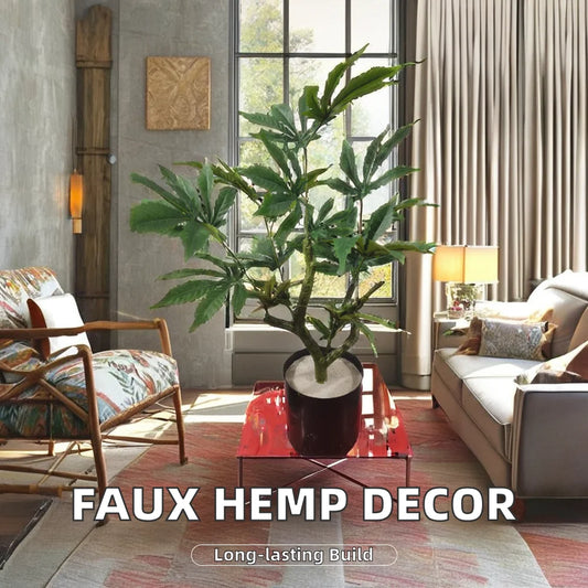 Faxu Home Decor Artificial Hemp Plant Fake Marijuana Plants for Indoor Use